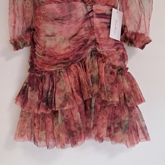 Rose Velvet Tulle Ruffled Layered Mini Dress NWT Misses Size Small - Picture 8 of 13
